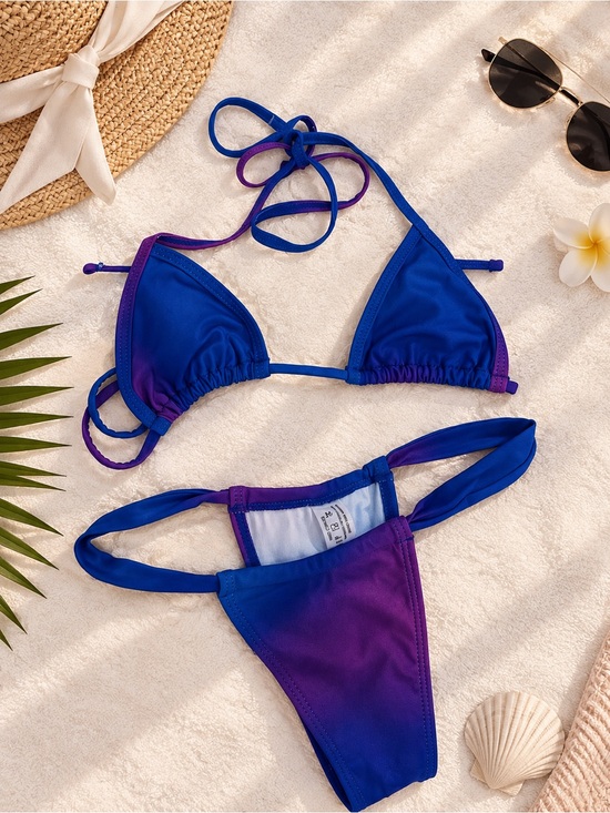 SHEIN Other - SHEIN Blue & Purple Gradient Triangle Bikini Set